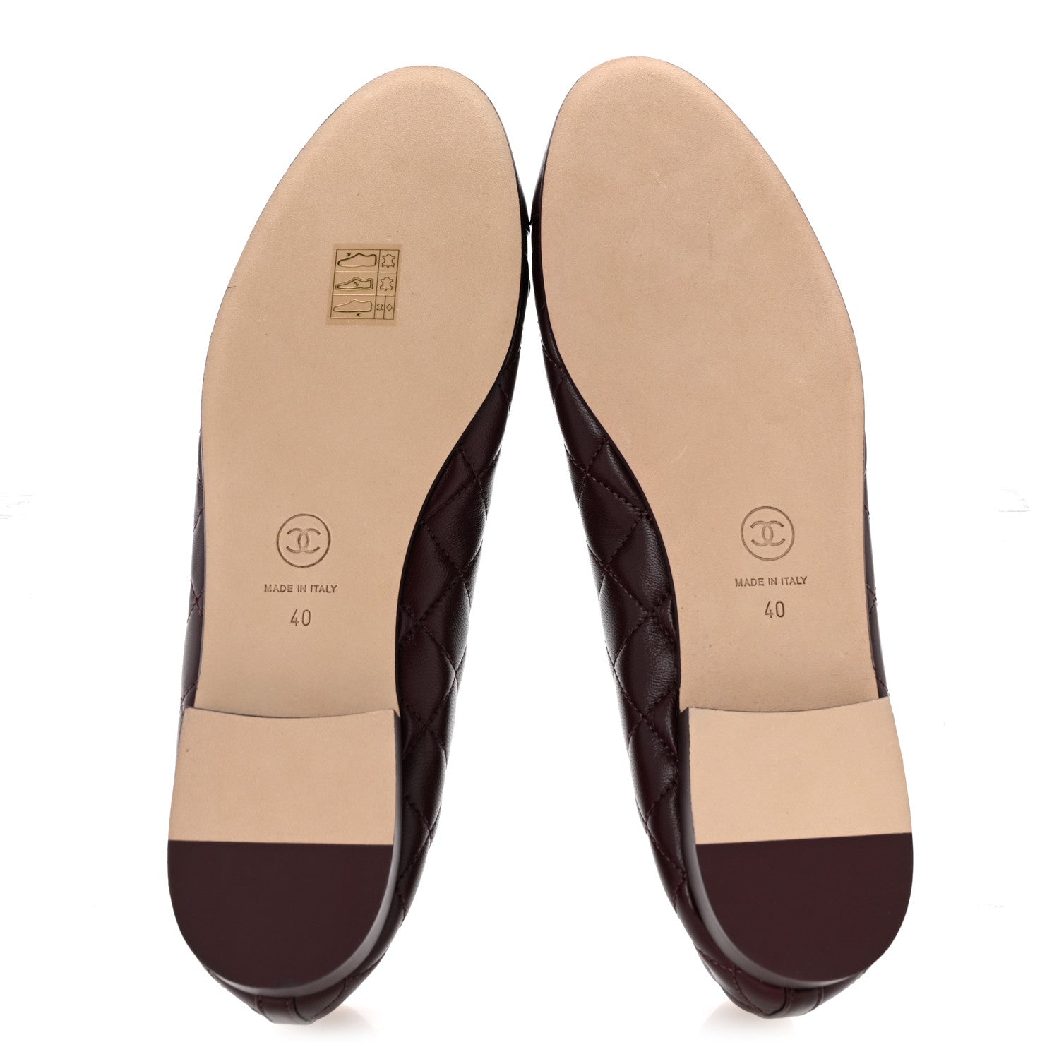 Chanel Lambskin Quilted CC Cap Toe Ballerina Flats 40 Dark Burgundy 6 of 10