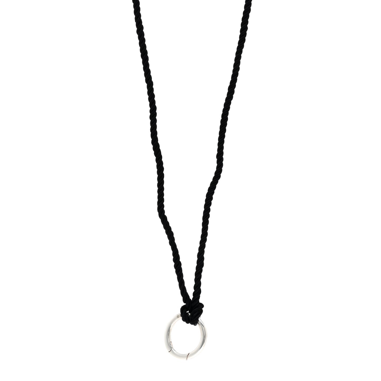 Sterling Silver Circle Clasp Cord Necklace Black