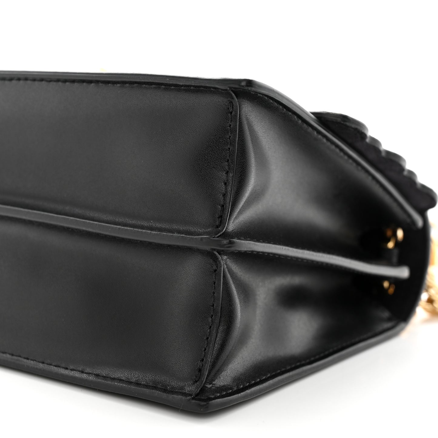 Vitello Liberty Metal Scalloped Multi Studded Small Kan I Shoulder Bag Black
