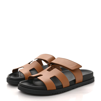 Hermes Calfskin Womens Chypre Sandals 38.5 Naturel 3 of 9