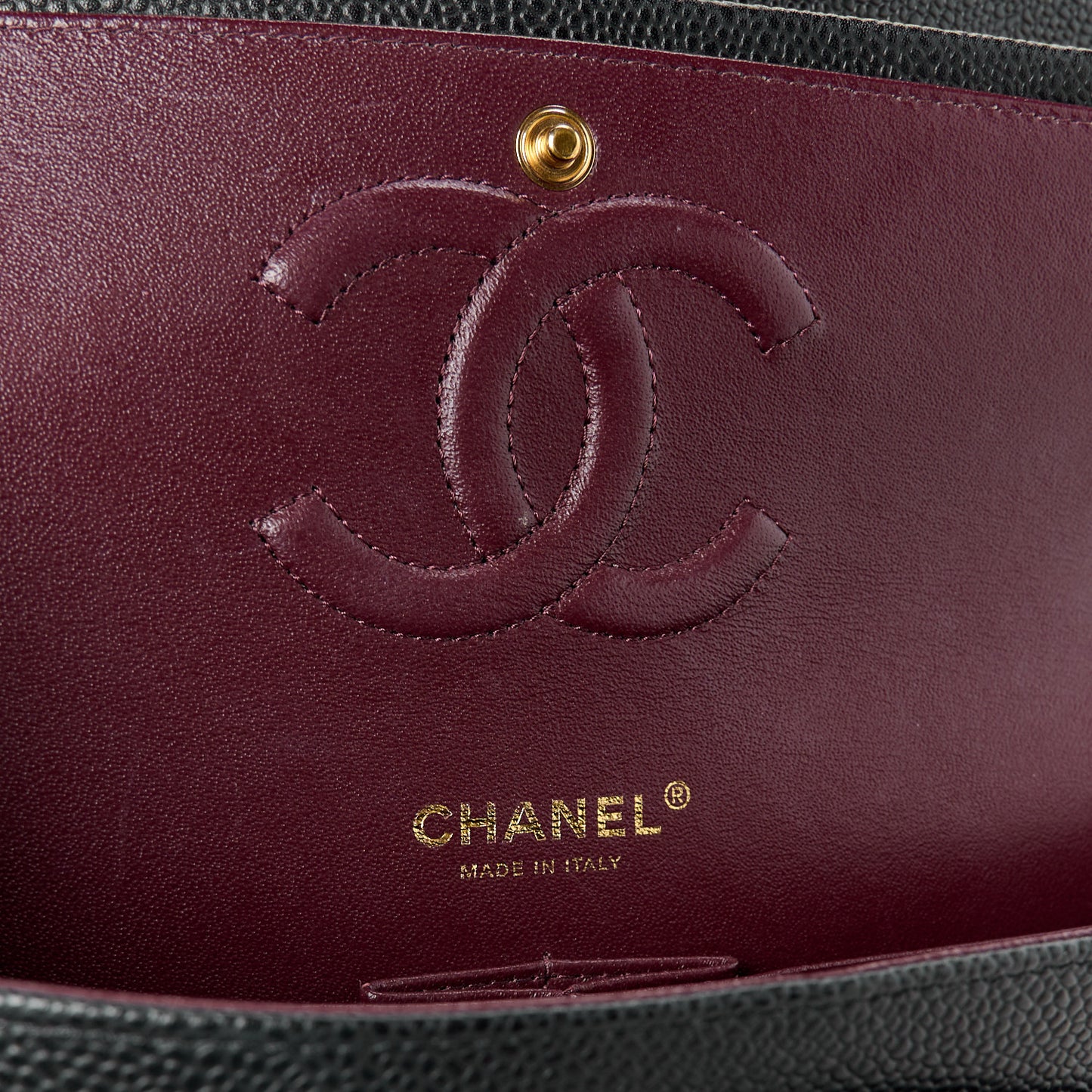 Caviar Quilted Medium Double Flap Black