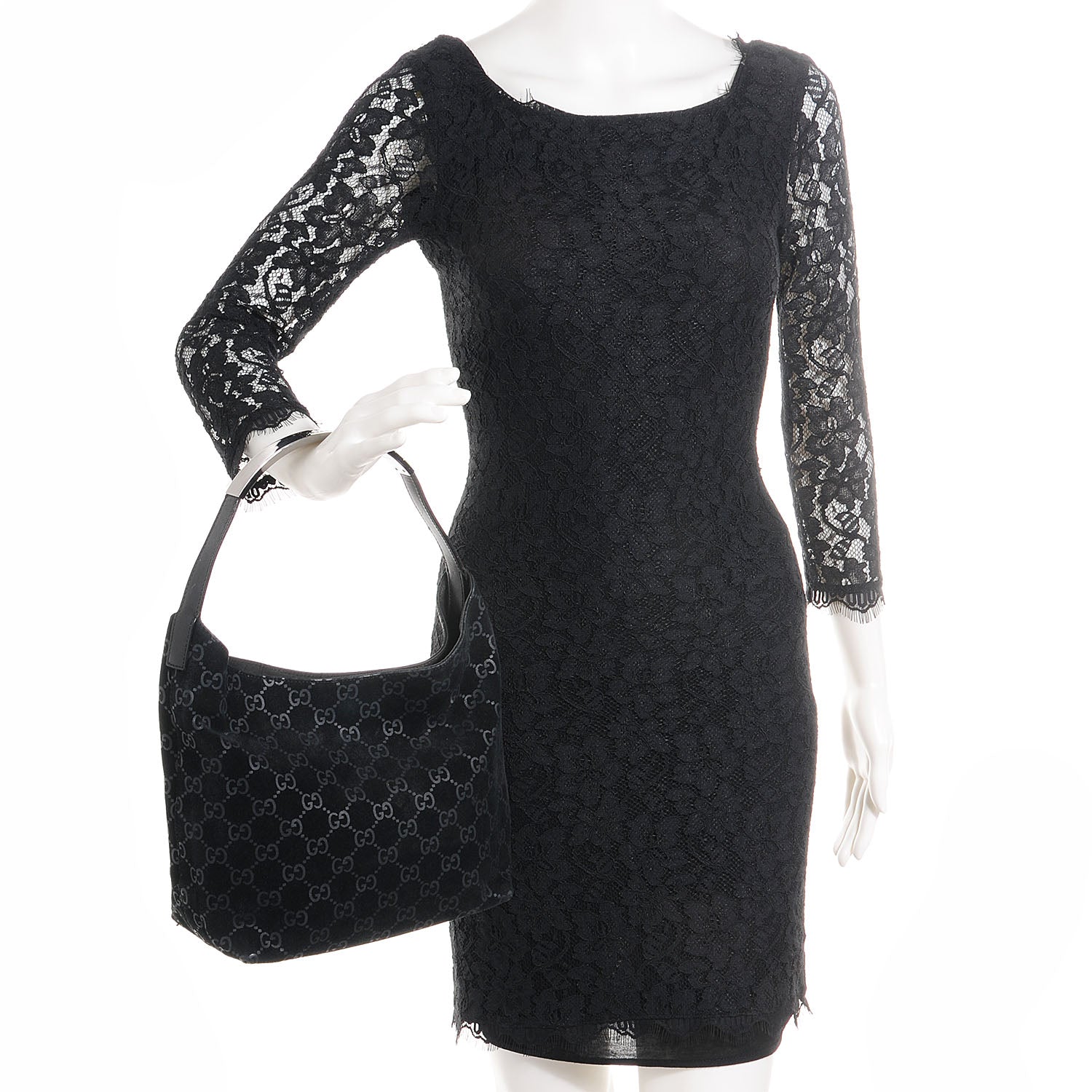 Gucci Suede Guccissima Small Hobo Black 2 of 7