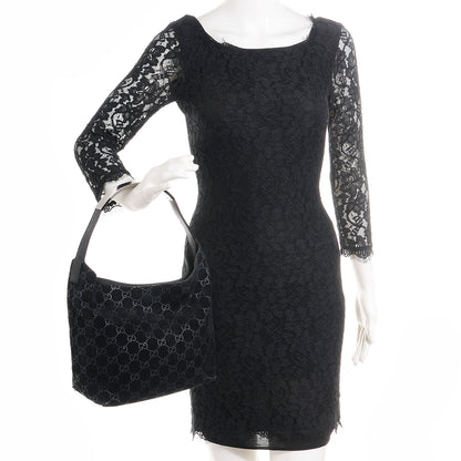 Gucci Suede Guccissima Small Hobo Black 2 of 7