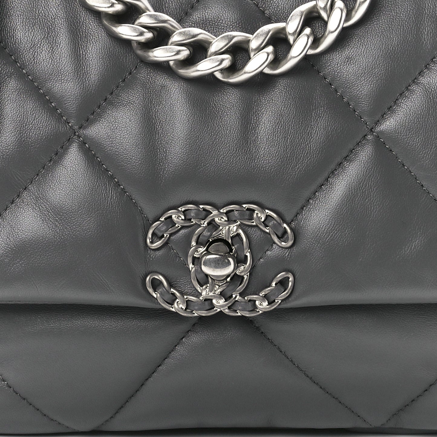 Lambskin Quilted Medium Chanel 19 Flap Dark Grey