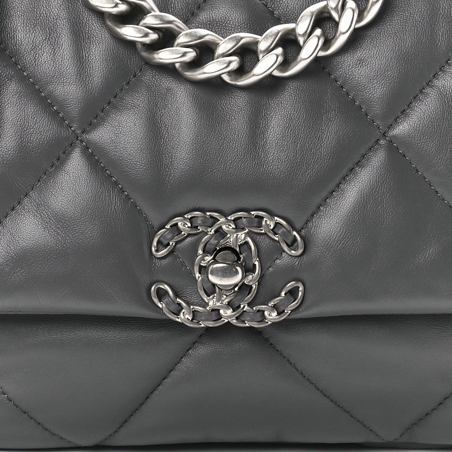 Chanel Lambskin Quilted Medium Chanel 19 Flap Dark Grey 7 of 10