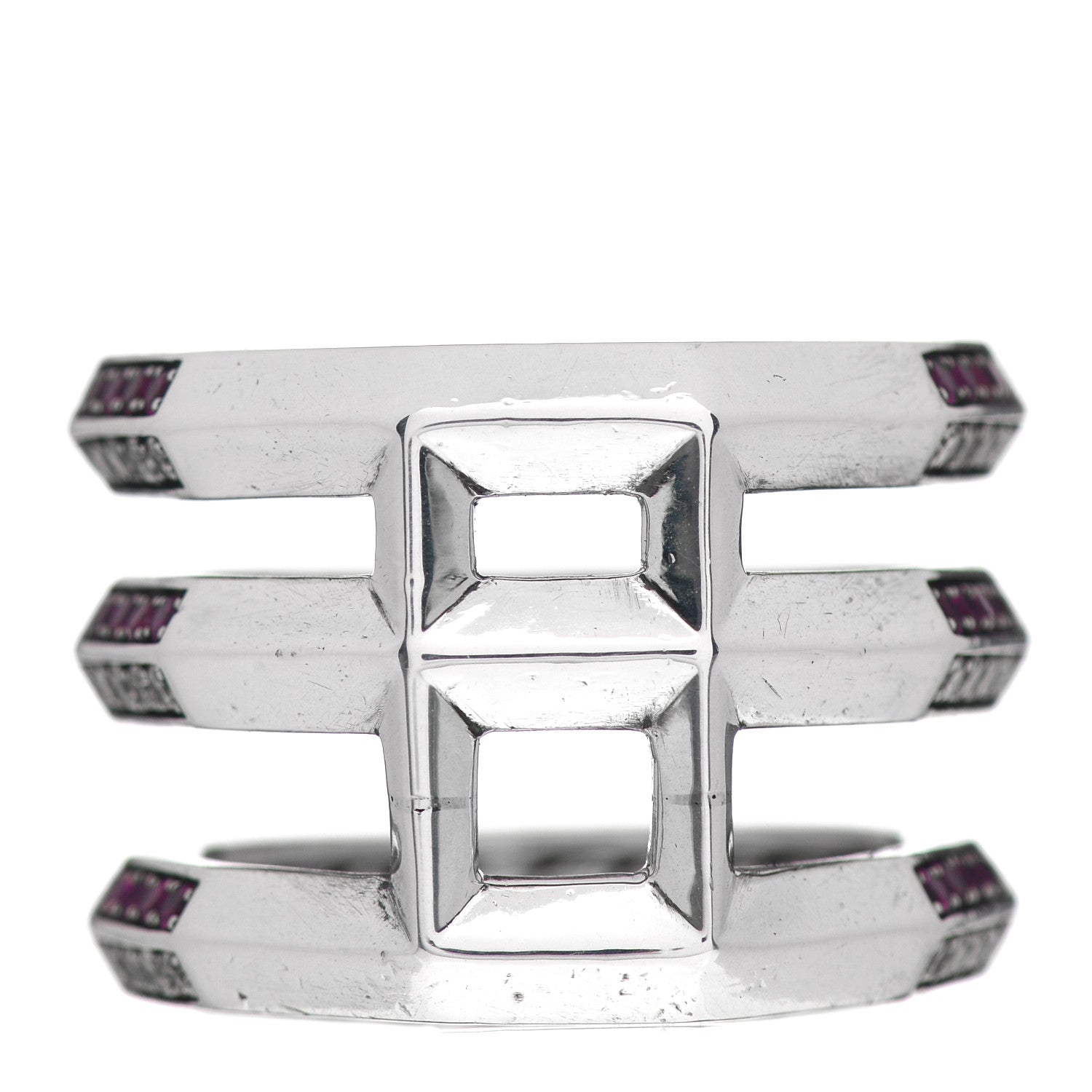 David Yurman Sterling Silver Diamond Ruby Stax Three Row Ring 51 5.75 3 of 4