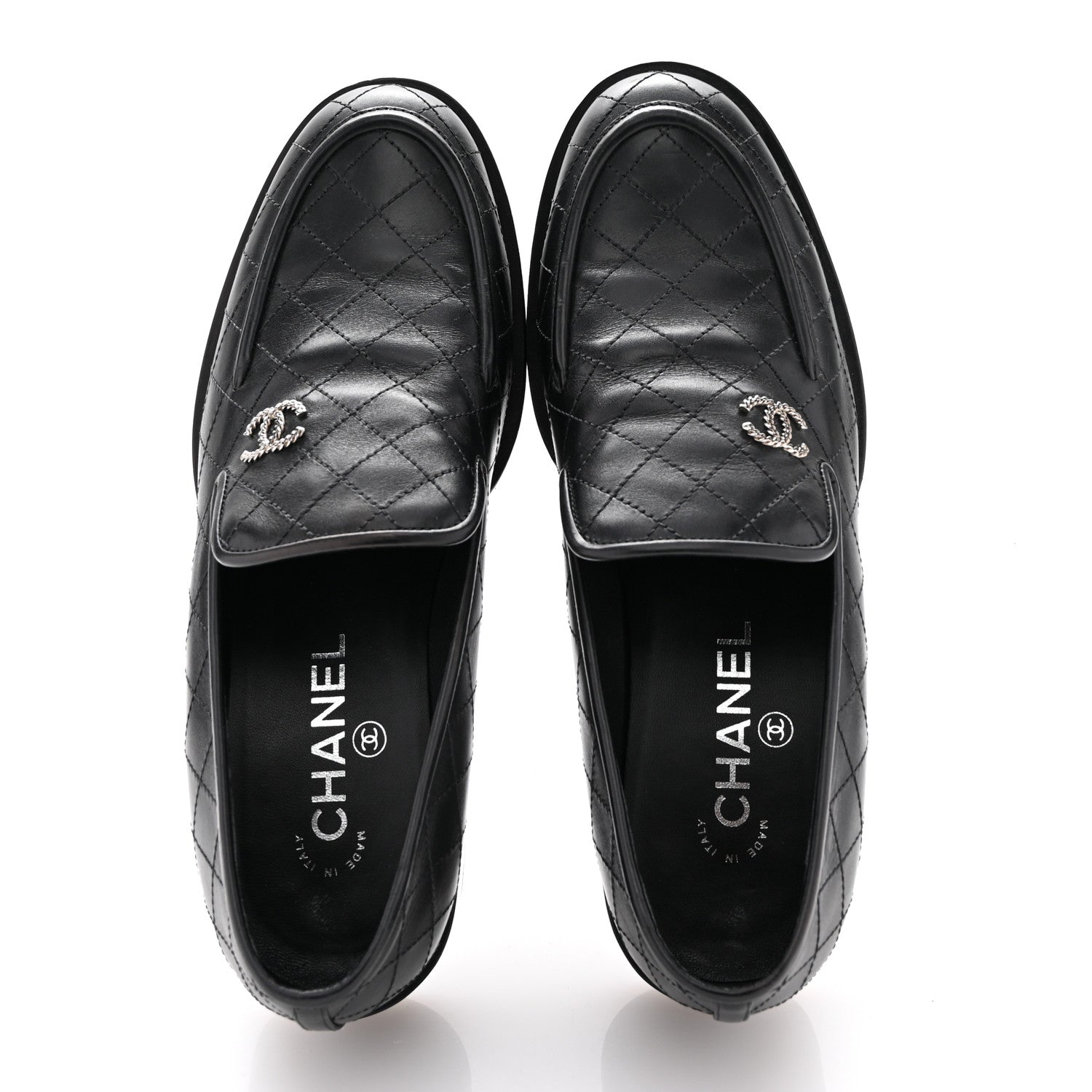 Chanel Calfskin Stitched CC Loafers 39 Black 2 of 11