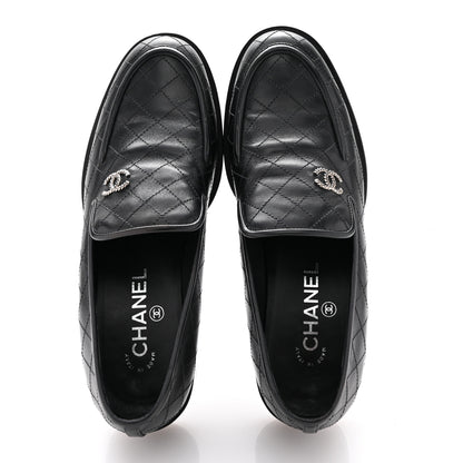 Chanel Calfskin Stitched CC Loafers 39 Black 2 of 11