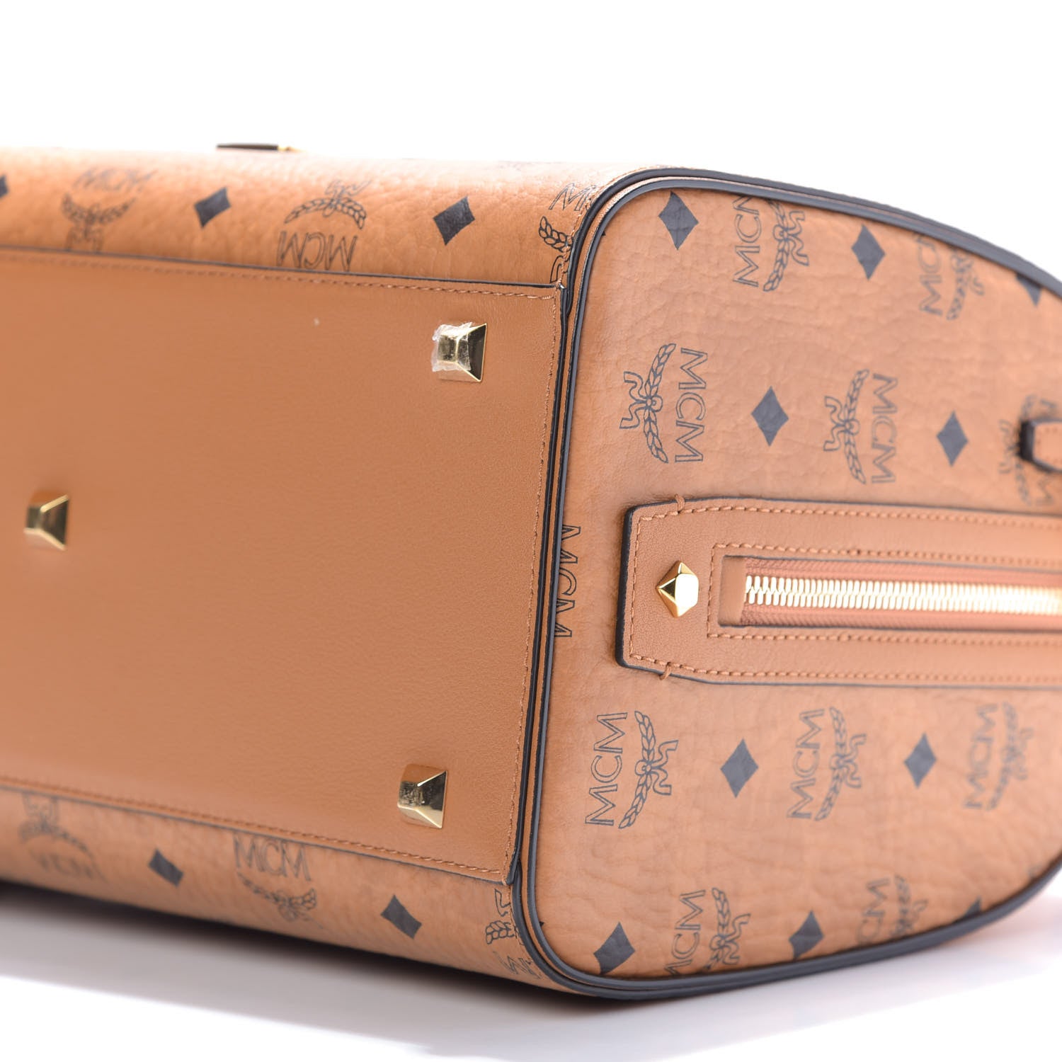 MCM Visetos Medium Boston Bag Cognac 8 of 10