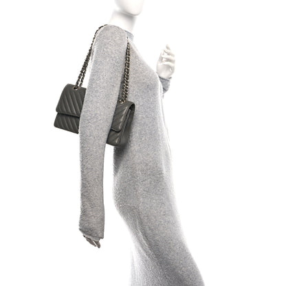 Chanel Caviar Chevron Quilted Medium Double Flap Dark Grey 2 of 10