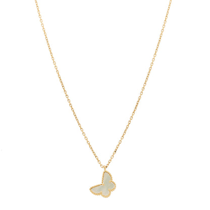 Van Cleef & Arpels 18K Yellow Gold Mother of Pearl Sweet Alhambra Butterfly Pendant Necklace 1 of 6