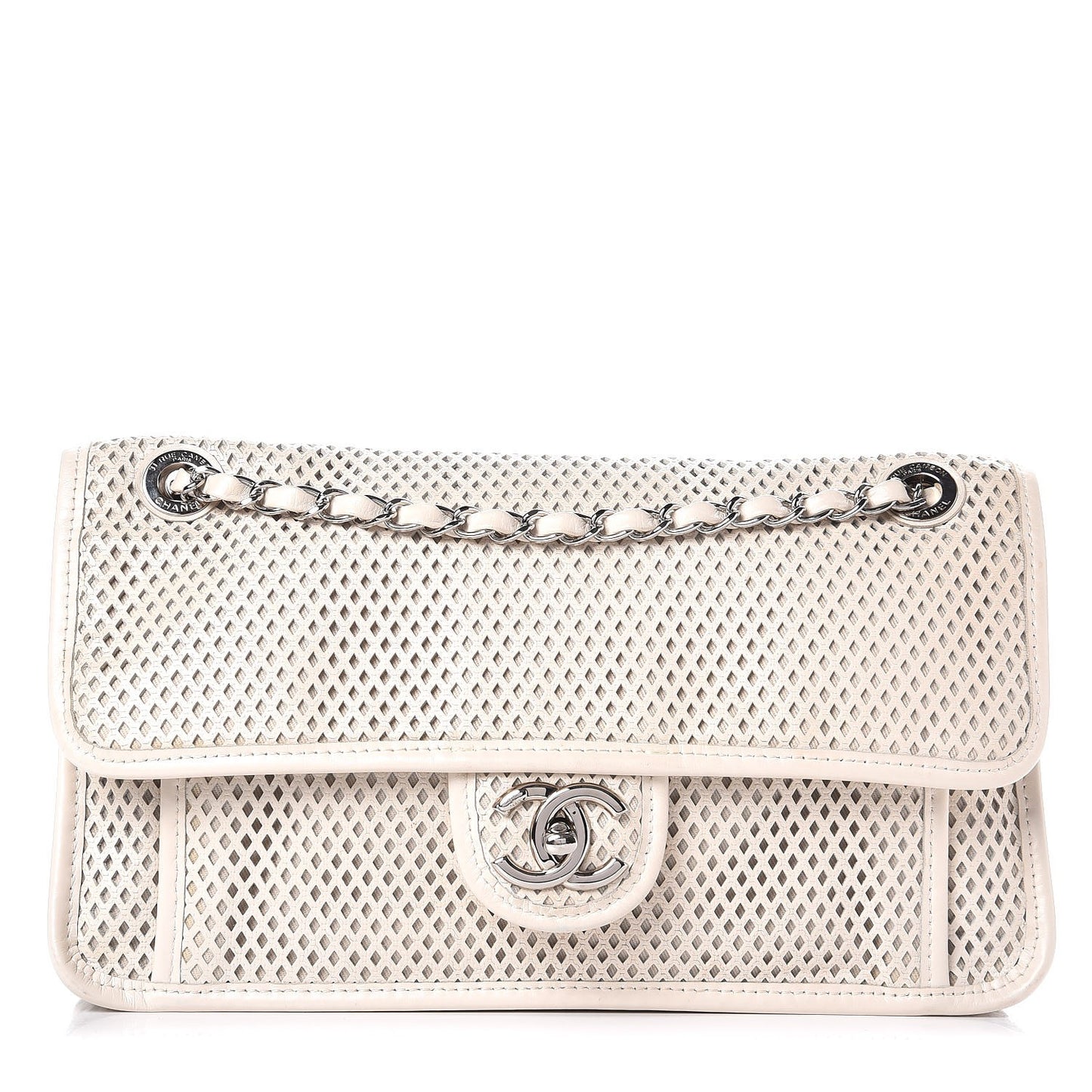Perforated Calfskin Up In The Air Flap White