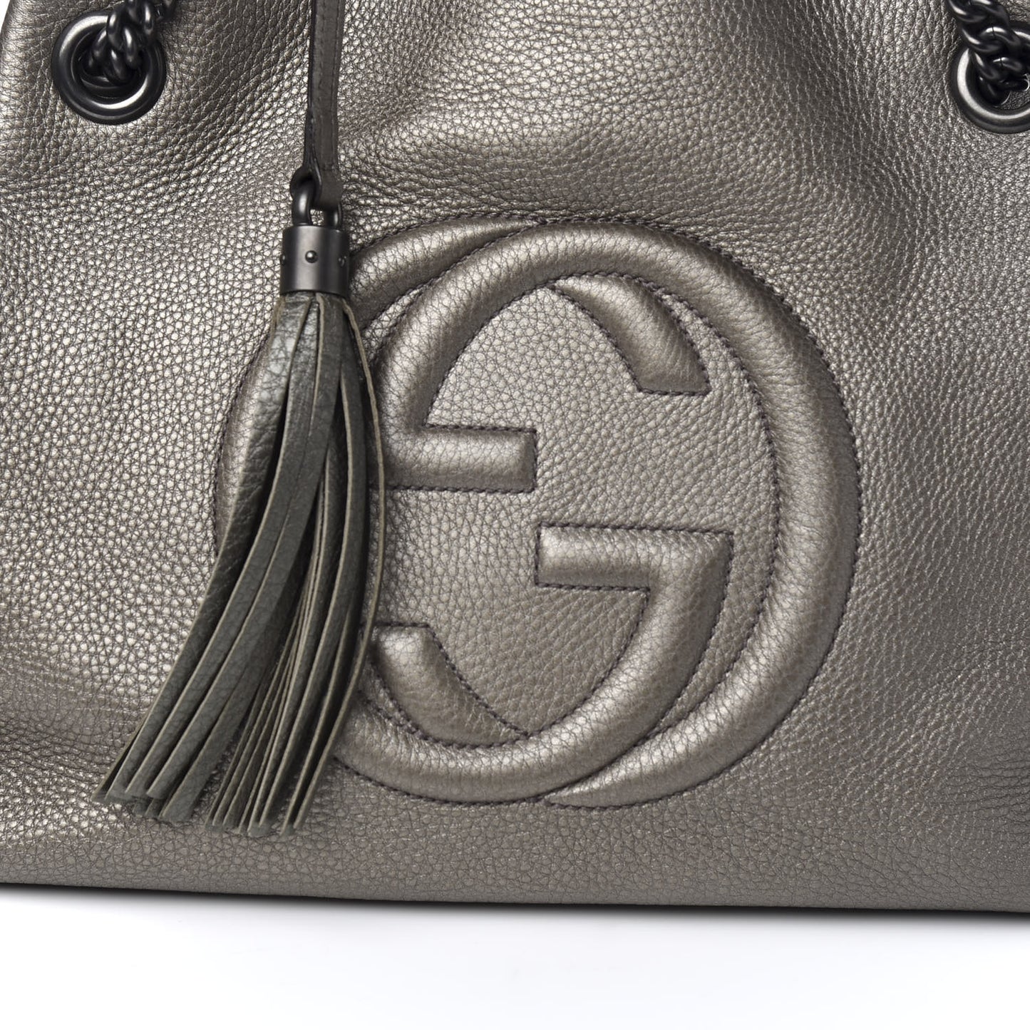 Metallic Pebbled Calfskin Medium Soho Chain Shoulder Bag Sasso