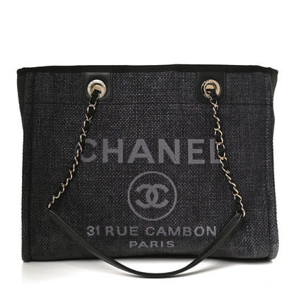 Chanel Woven Straw Raffia Small Deauville Tote Black 1 of 12