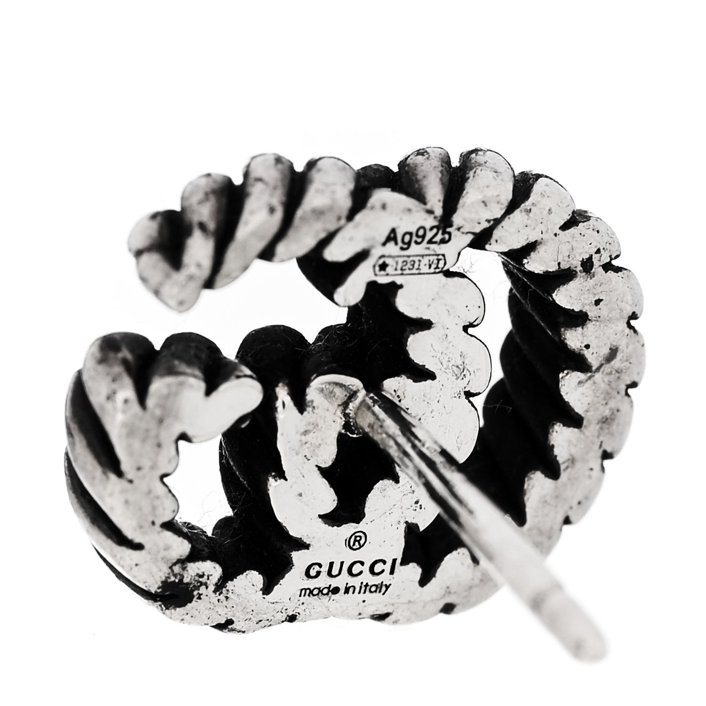 Sterling Silver Torchon Double G Earrings