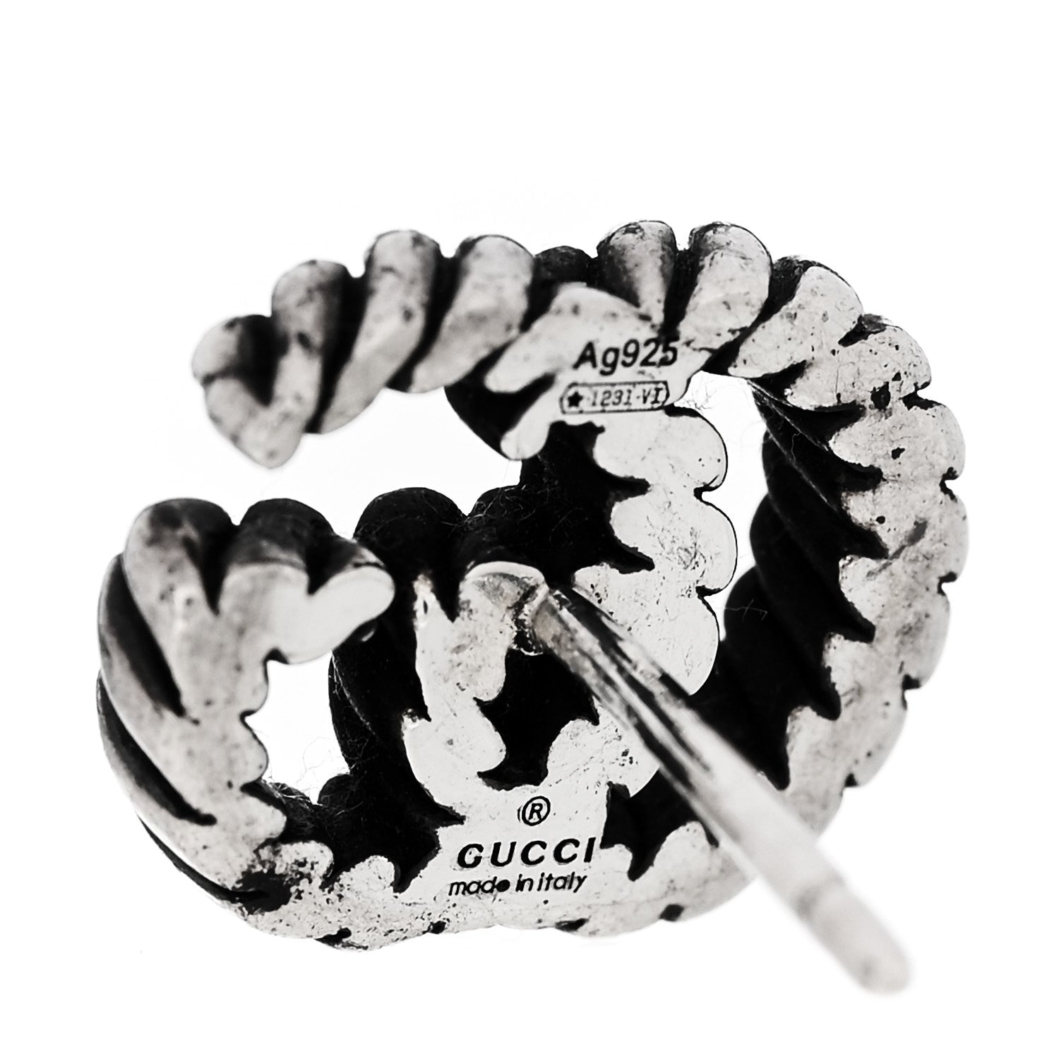 Gucci Sterling Silver Torchon Double G Earrings 4 of 4