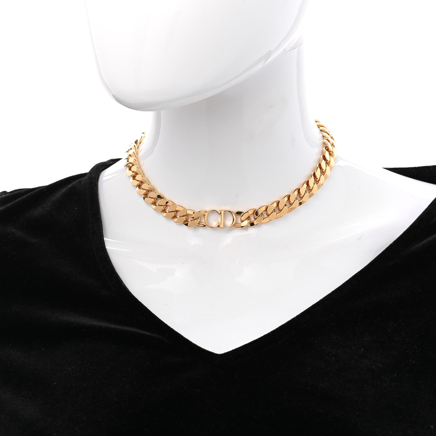 Christian Dior Metal Danseuse Etoile Chain Choker Necklace Gold 2 of 7