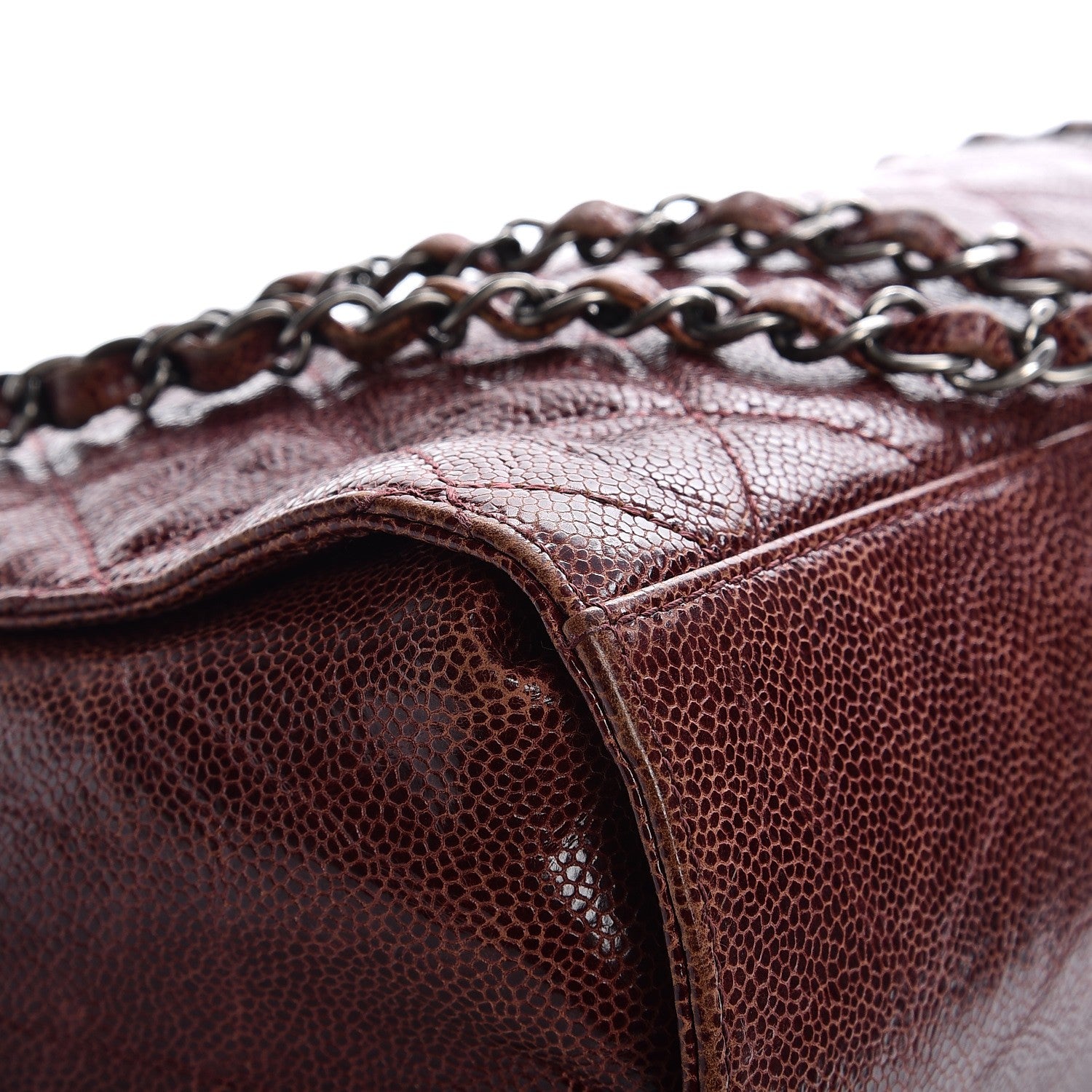 Chanel Crumpled Grained Calfskin Jumbo CC Crave Flap Burgundy 8 of 12