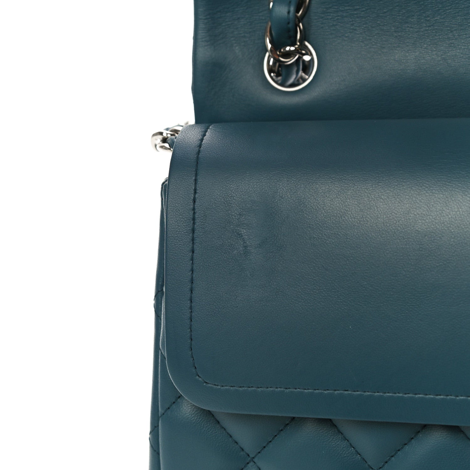 Chanel Lambskin Quilted Jumbo Double Flap Blue 11 of 19