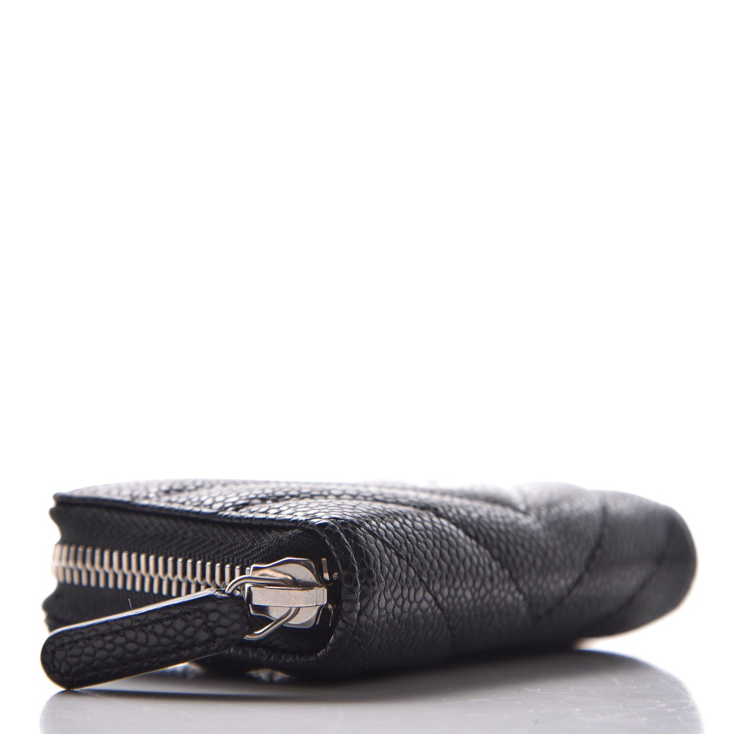 Chanel Caviar Chevron Quilted Zip Coin Purse Black 4 of 9