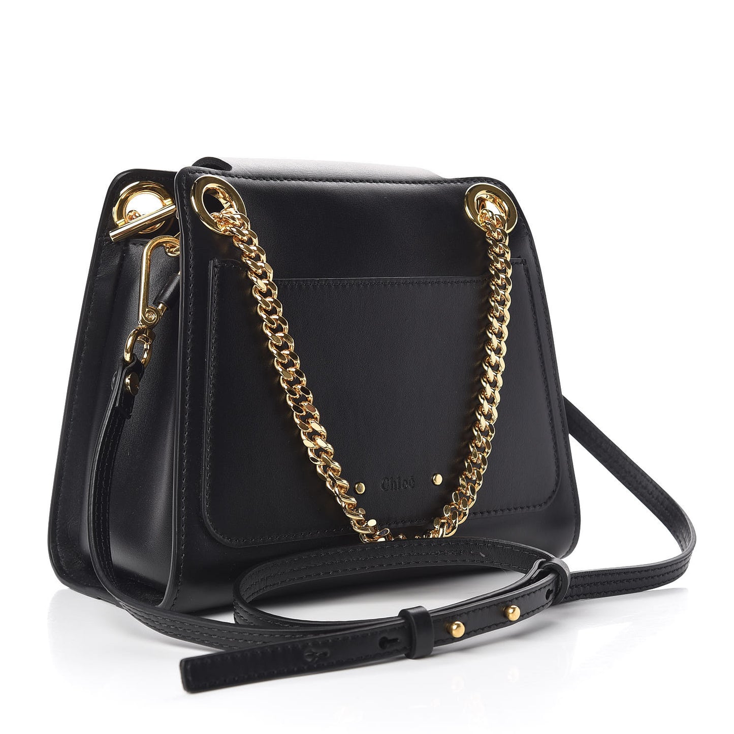 Shiny Calfskin Mini Annie Shoulder Bag Black