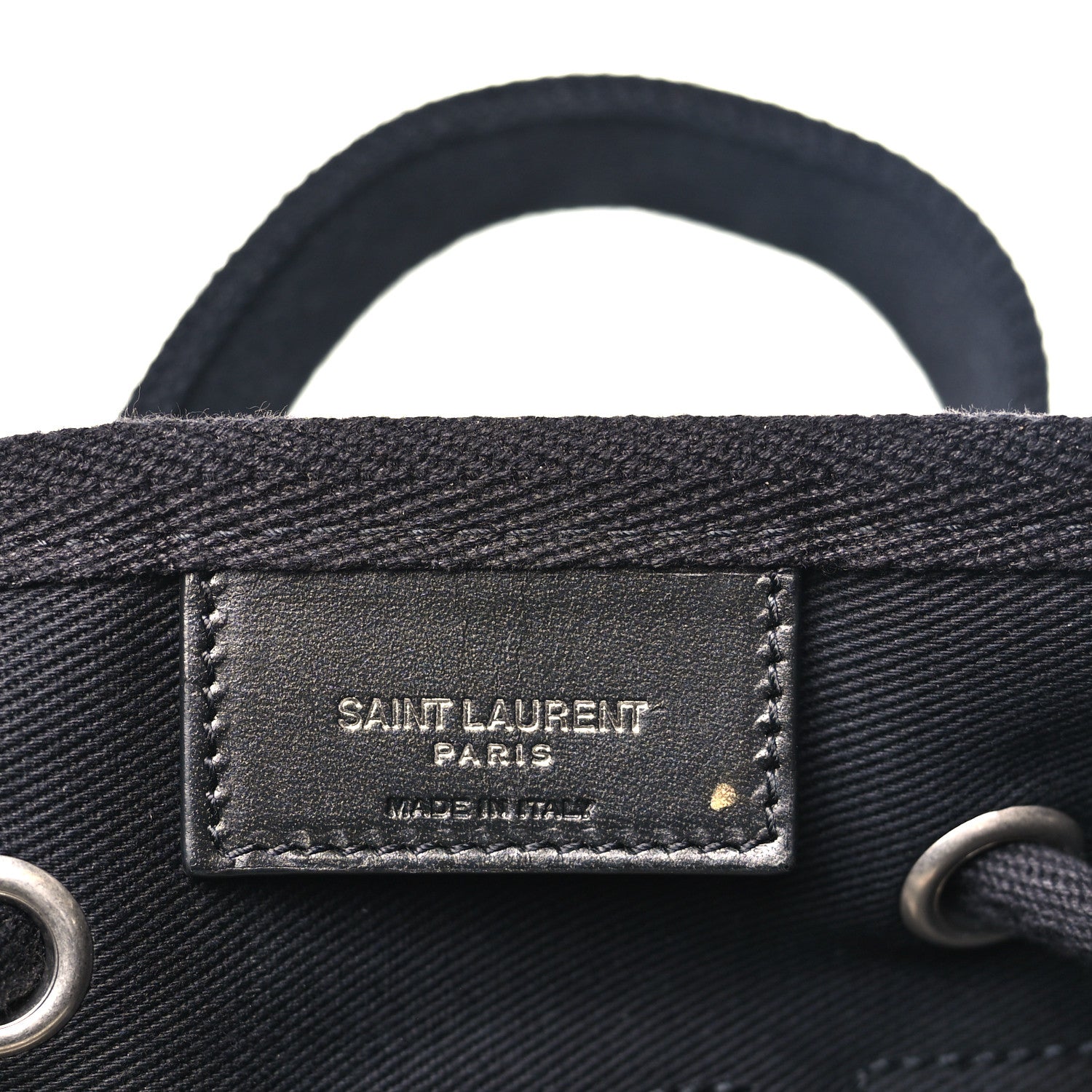 Saint Laurent Canvas Rive Gauche Drawstring Backpack Black White 6 of 8