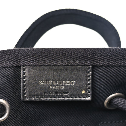 Saint Laurent Canvas Rive Gauche Drawstring Backpack Black White 6 of 8
