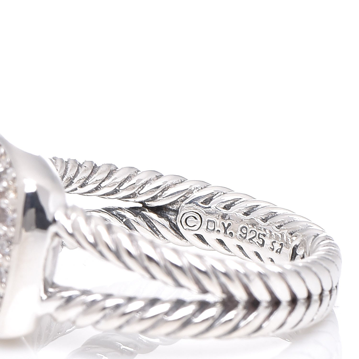 David Yurman Sterling Silver Diamond White Topaz 7mm Petite Albion Ring 51 5.75 5 of 5