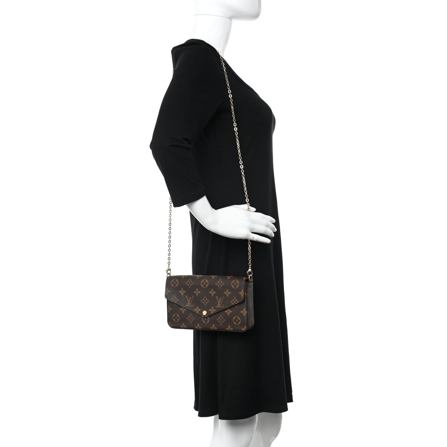 Monogram Pochette Felicie Chain Wallet Fuchsia