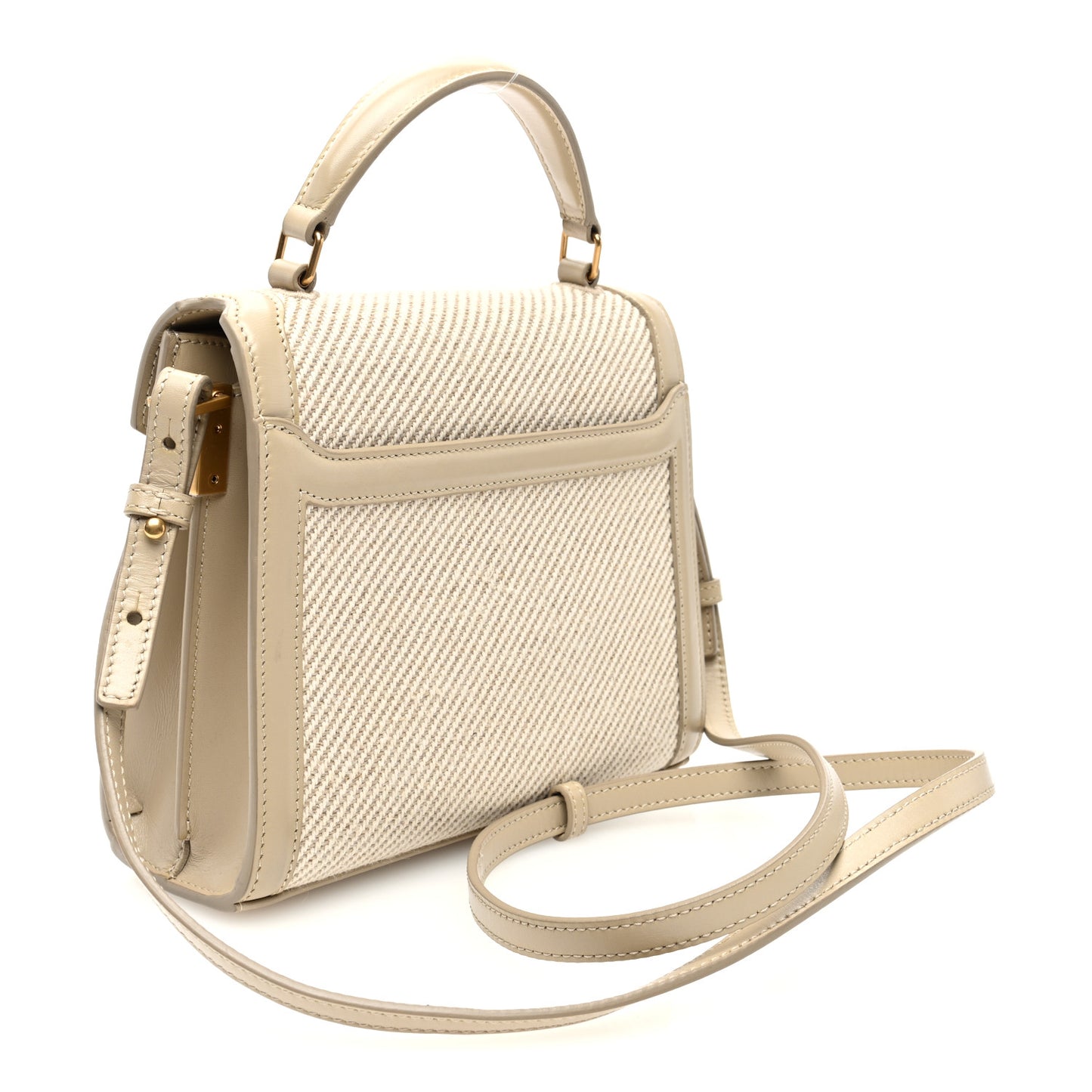 Canvas Calfskin Mini Classic Monogram Cassandra Top Handle Beige Cream