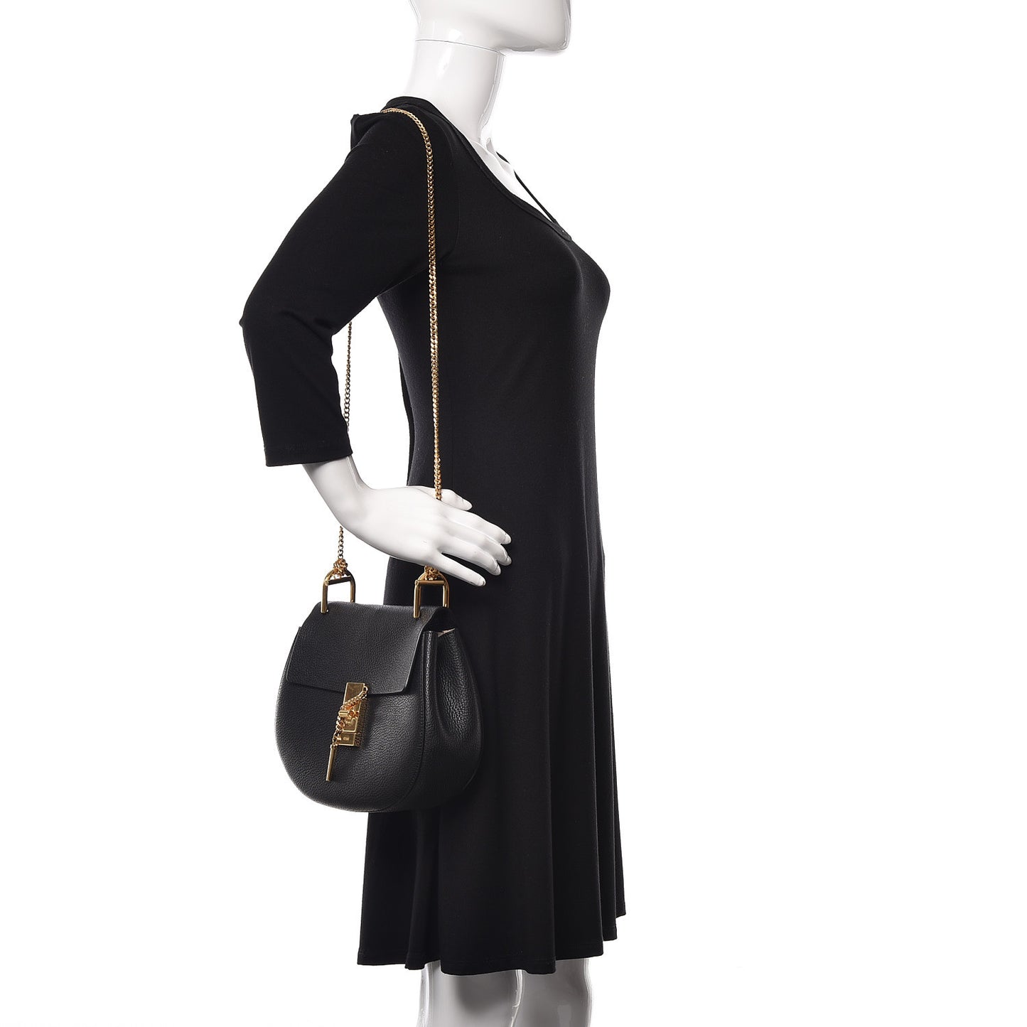 Grained Lambskin Drew Shoulder Bag Black