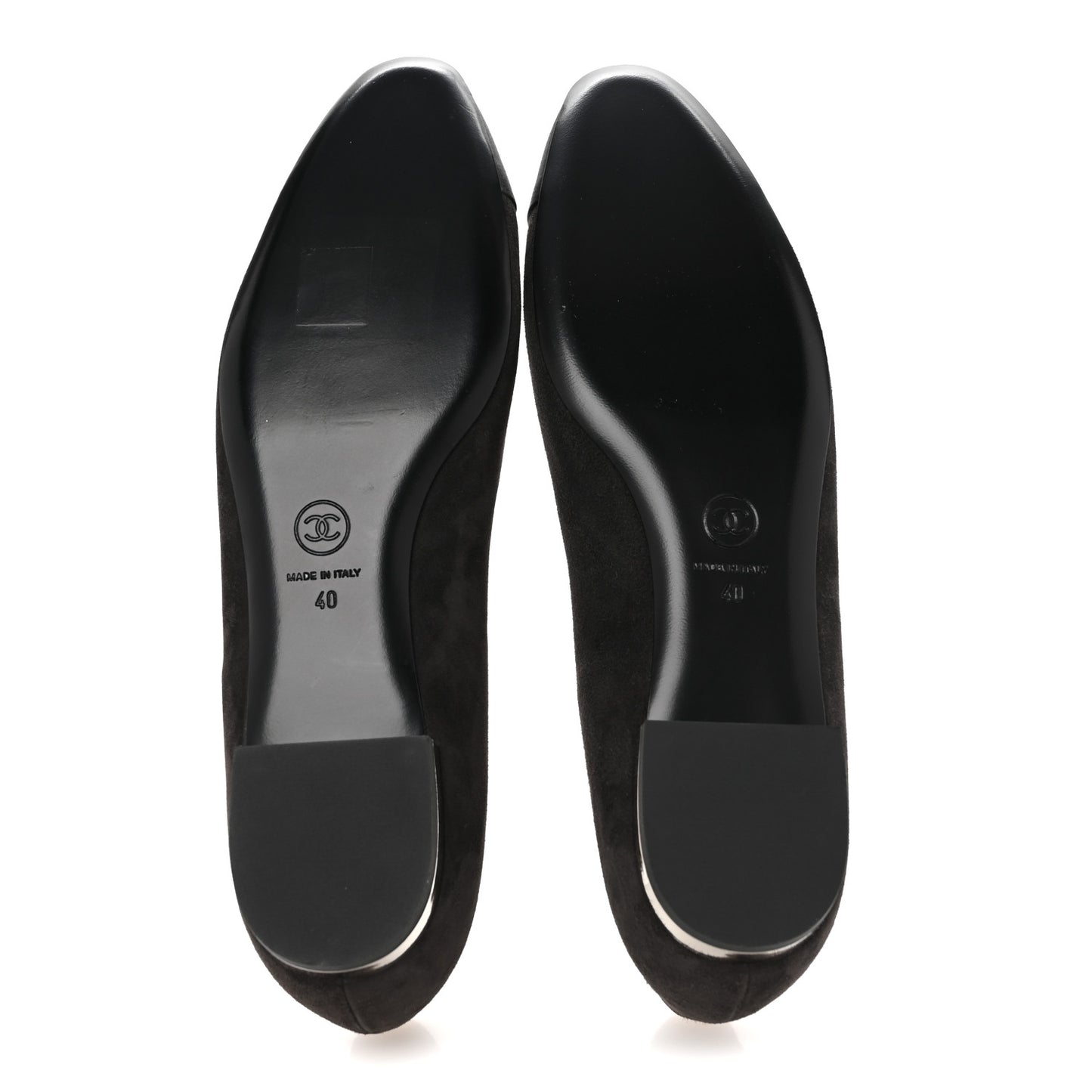 Suede Satin Cap Toe Ballerina Flats 40 Grey