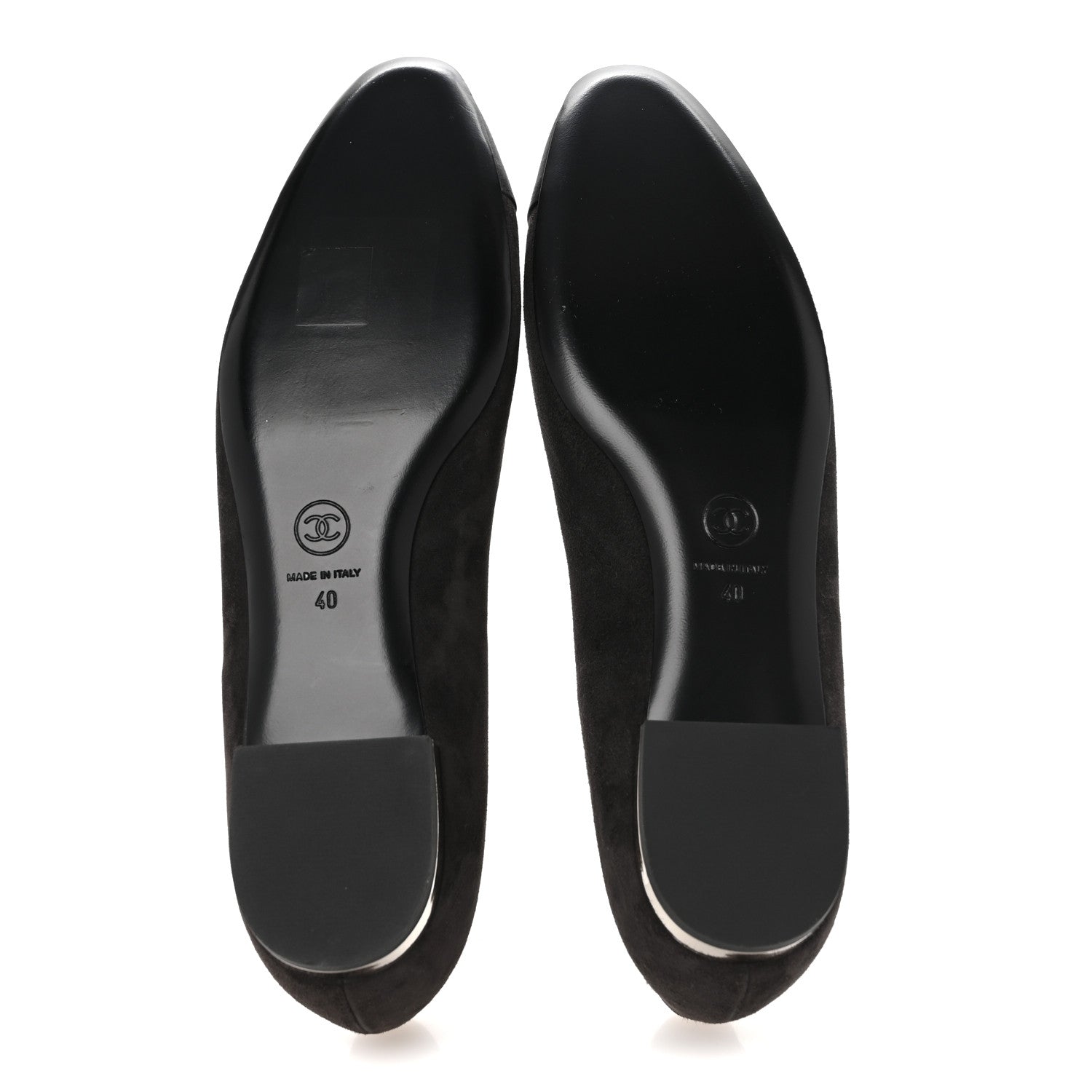 Chanel Suede Satin Cap Toe Ballerina Flats 40 Grey 6 of 10