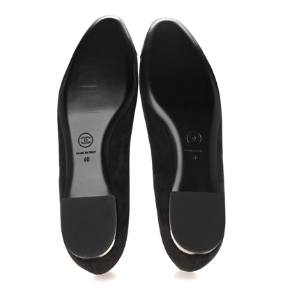 Chanel Suede Satin Cap Toe Ballerina Flats 40 Grey 6 of 10