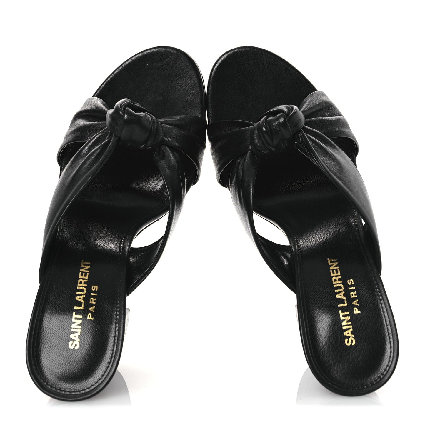 Calfskin Bianca Knotted Mule Sandals 37 Black
