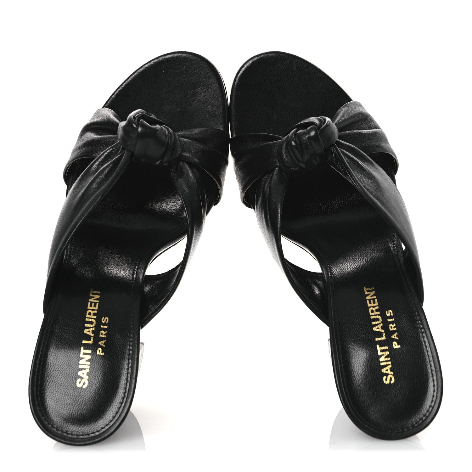 Saint Laurent Calfskin Bianca Knotted Mule Sandals 37 Black 2 of 14