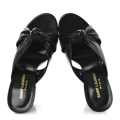 Saint Laurent Calfskin Bianca Knotted Mule Sandals 37 Black 2 of 14