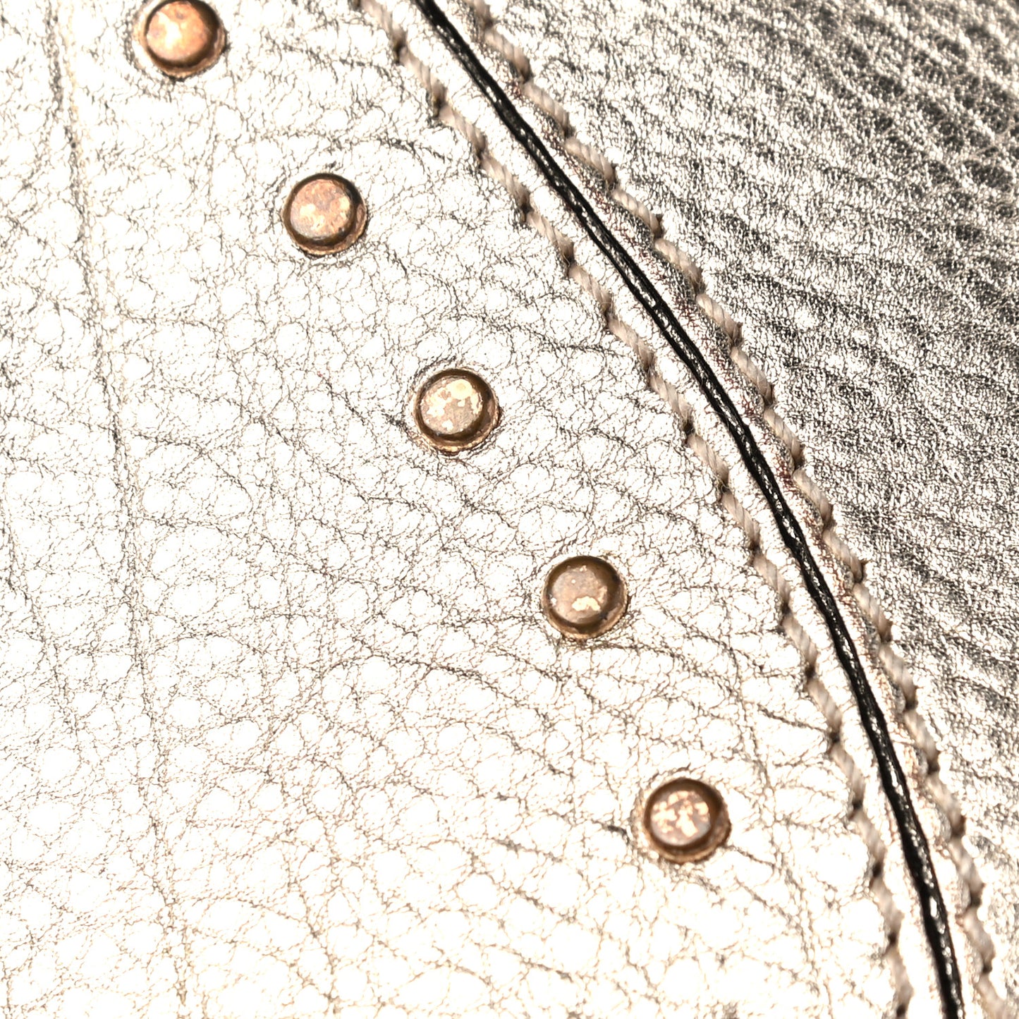 Metallic Calfskin Studded Horsebit Clutch Bag Gold