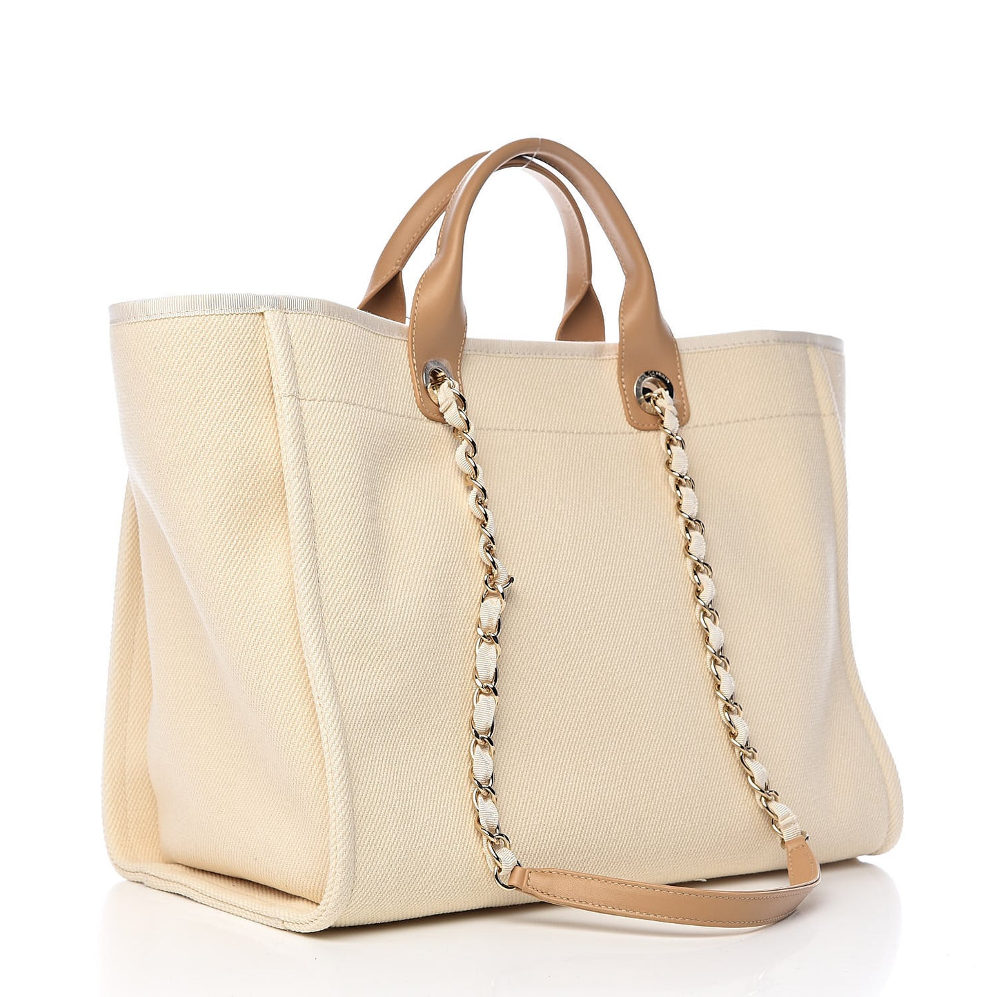 Canvas Pearl Medium Deauville Tote Ecru Beige