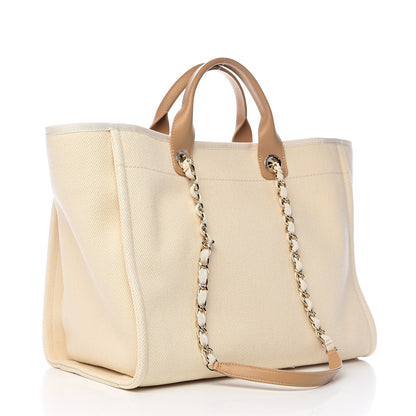Chanel Canvas Pearl Medium Deauville Tote Ecru Beige 3 of 10
