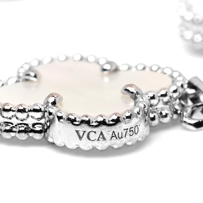 Van Cleef & Arpels 18K White Gold Mother of Pearl 5 Motifs Vintage Alhambra Bracelet 5 of 7