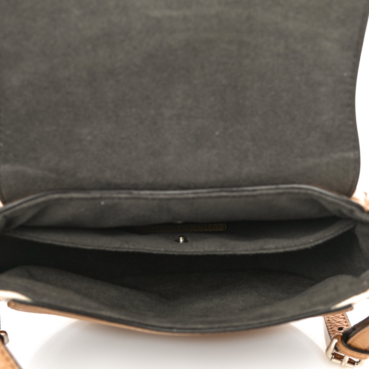 Fendi Calfskin Romano Selleria Round Saddle Bag Miele Scuro Grezzo 4 of 9