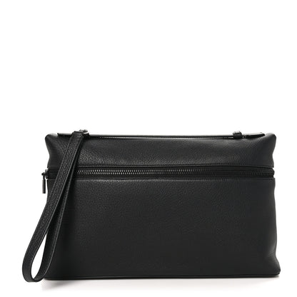 Loro Piana Grained Calfskin Extra Pocket Pouch L29 Black 1 of 9