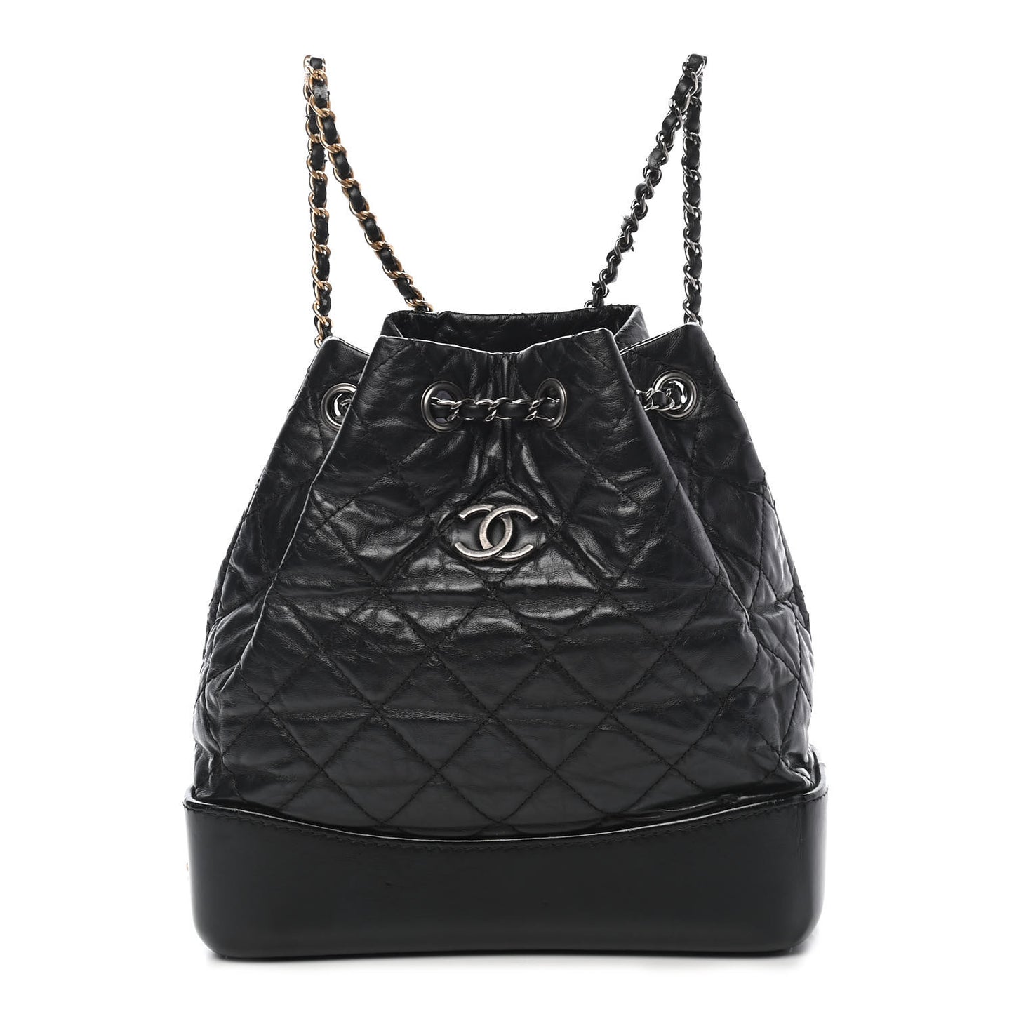 Aged Calfskin Quilted Small Gabrielle Backpack Black