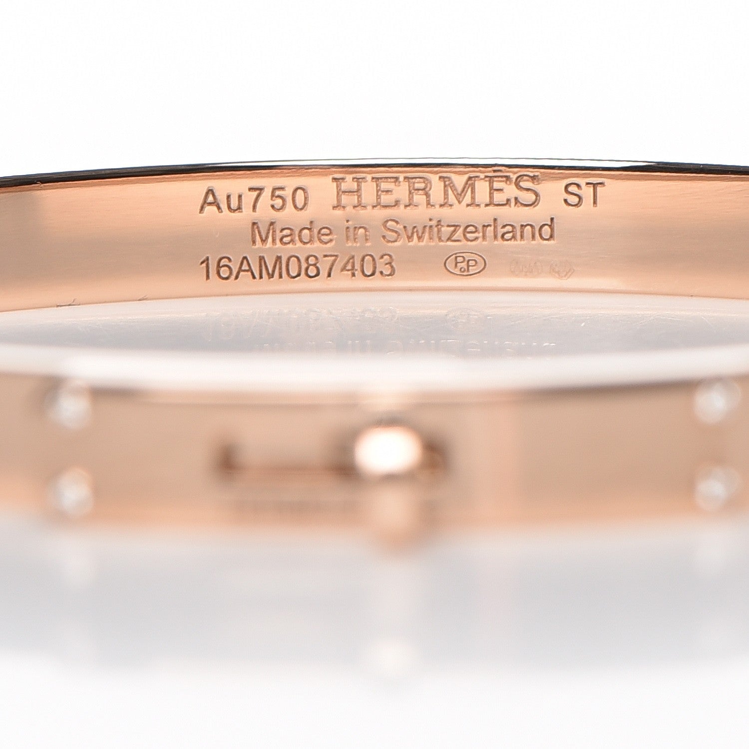 Hermes 18K Rose Gold Diamond Kelly PM Bangle ST 3 of 5