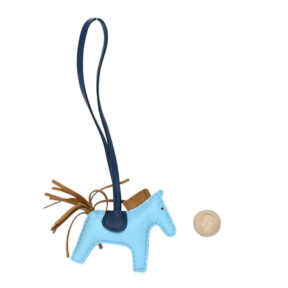 Hermes Milo Lambskin Grigri Rodeo Horse Bag Charm PM Celeste Bleu De Malte Kraft 2 of 5