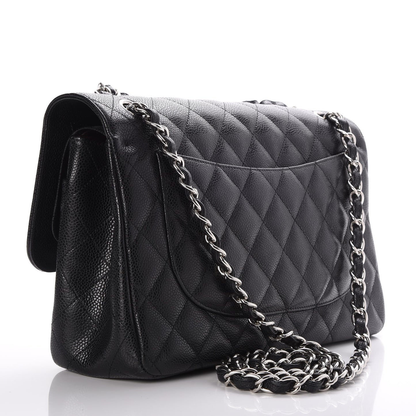 Caviar Quilted Jumbo Double Flap Black