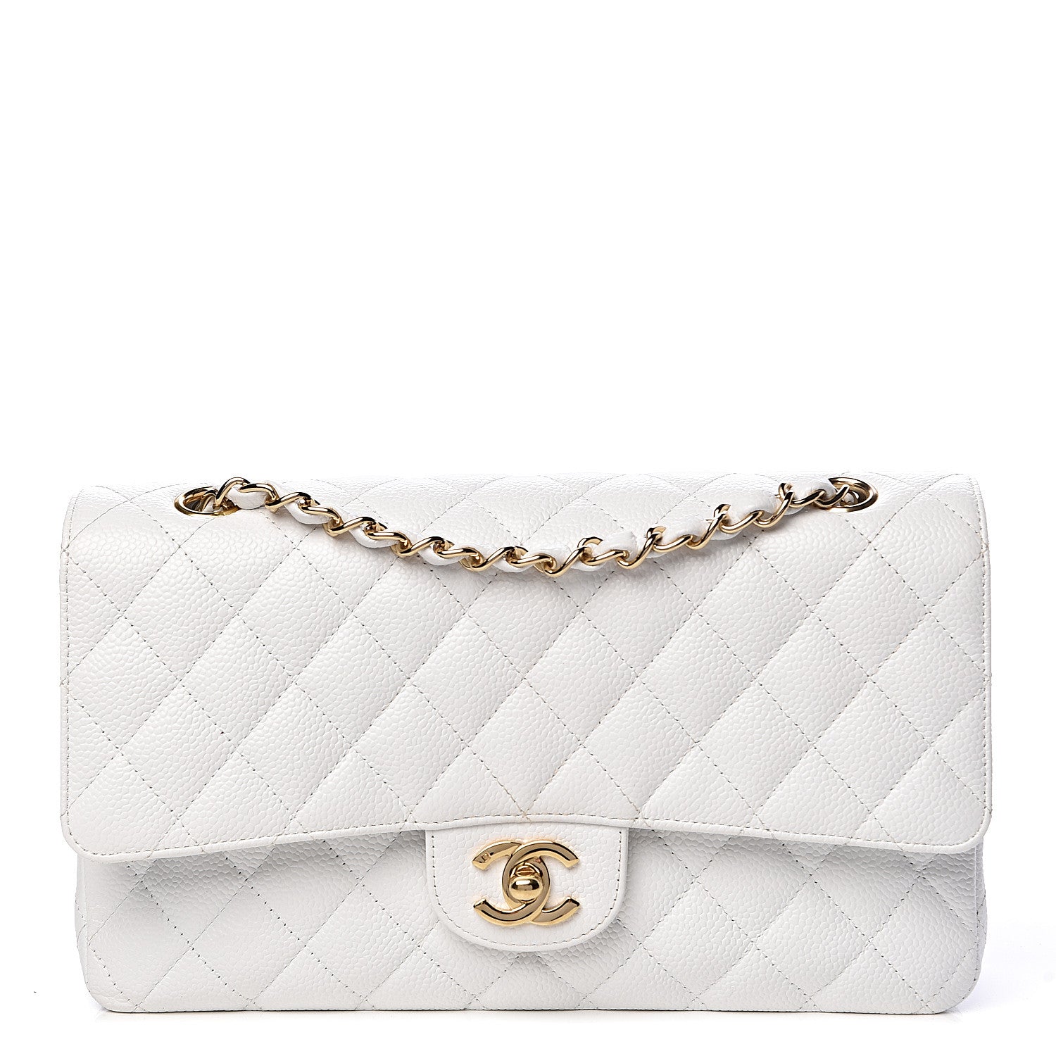 Chanel Caviar Quilted Medium Double Flap White 1 of 15