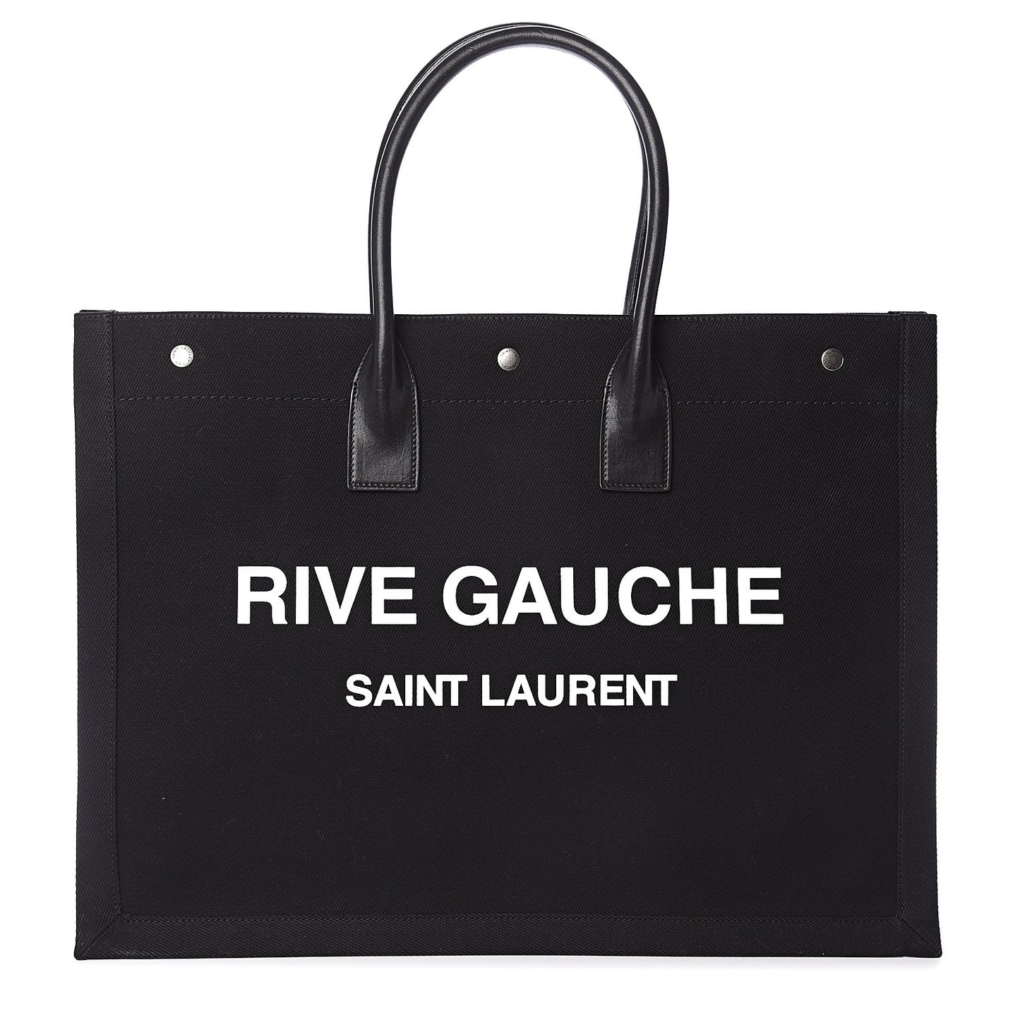 Linen Calfskin Rive Gauche Tote Black