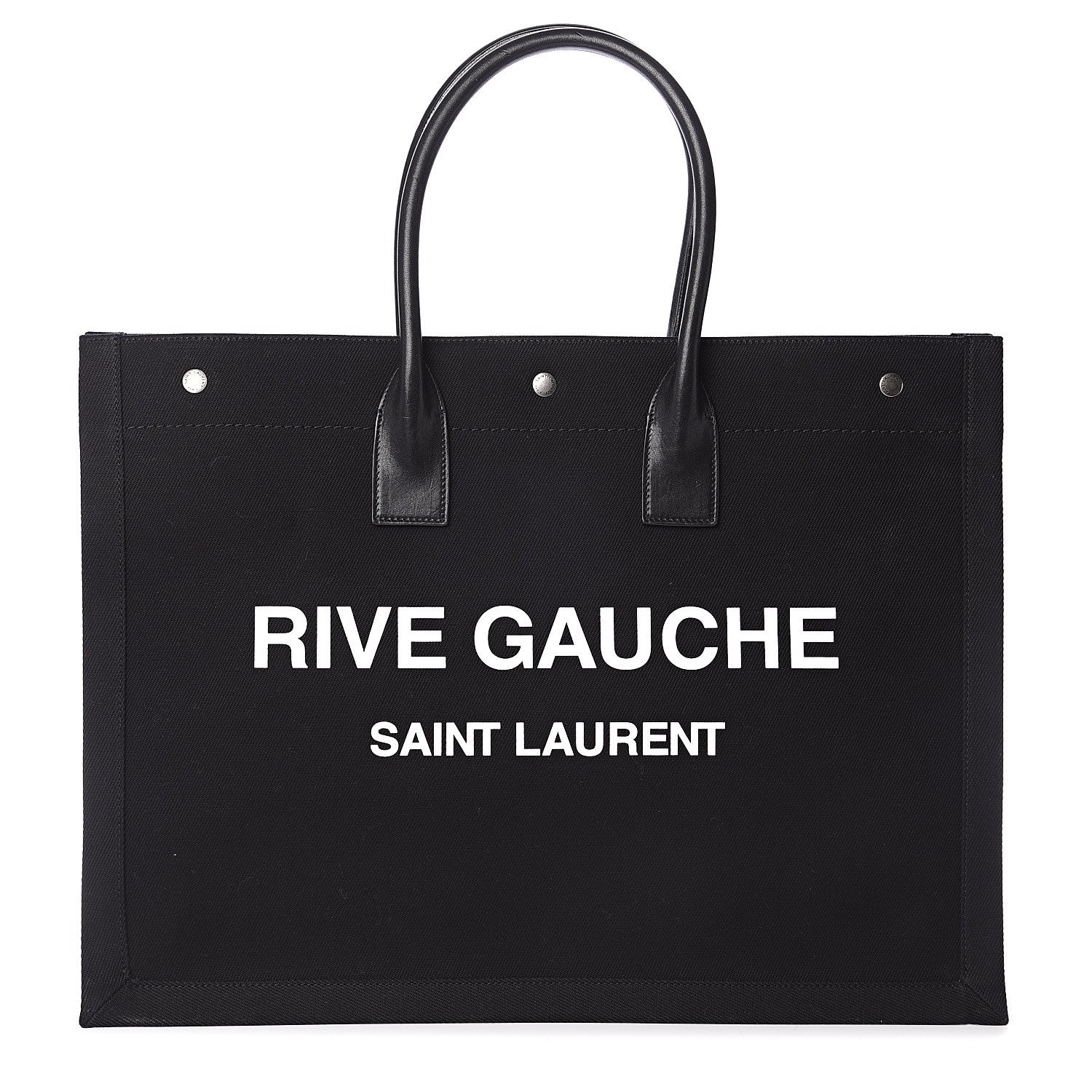 Saint Laurent Linen Calfskin Rive Gauche Tote Black 1 of 8